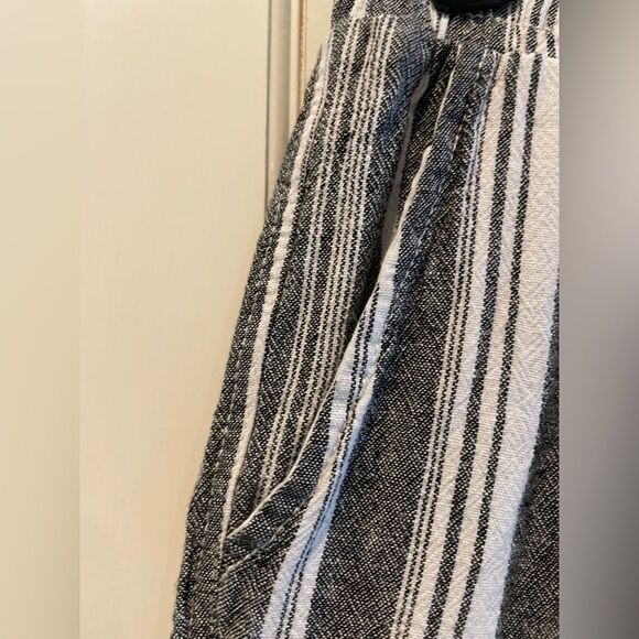 Briggs NY High Waisted Linen Wide Leg Pants Gray & White Striped Women’s Large - Picture 3 of 6